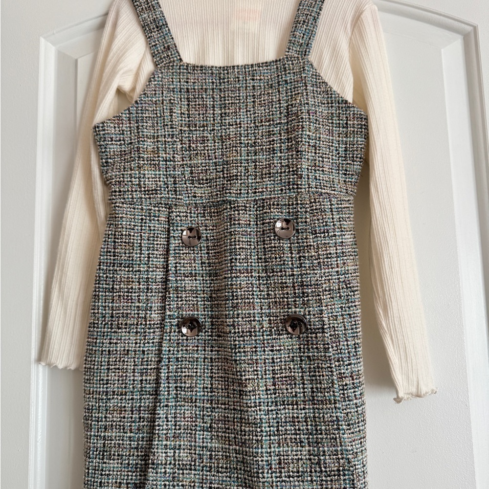 Jumping Beans Multicolor Tweed Dress with Cream Top